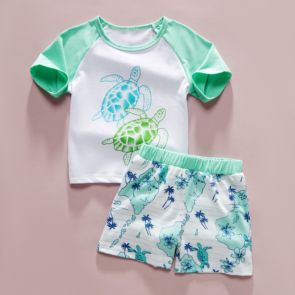 2-piece Baby / Toddler Boy Adorable Shark Print Tee and Shorts Set